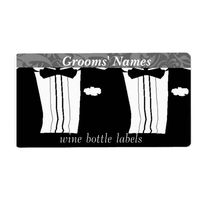 Gay Men Wedding Reception wine bottle labels (Front)