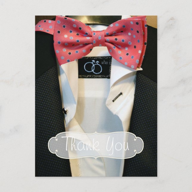 Gay Men Wedding Thank You Postcard (Front)
