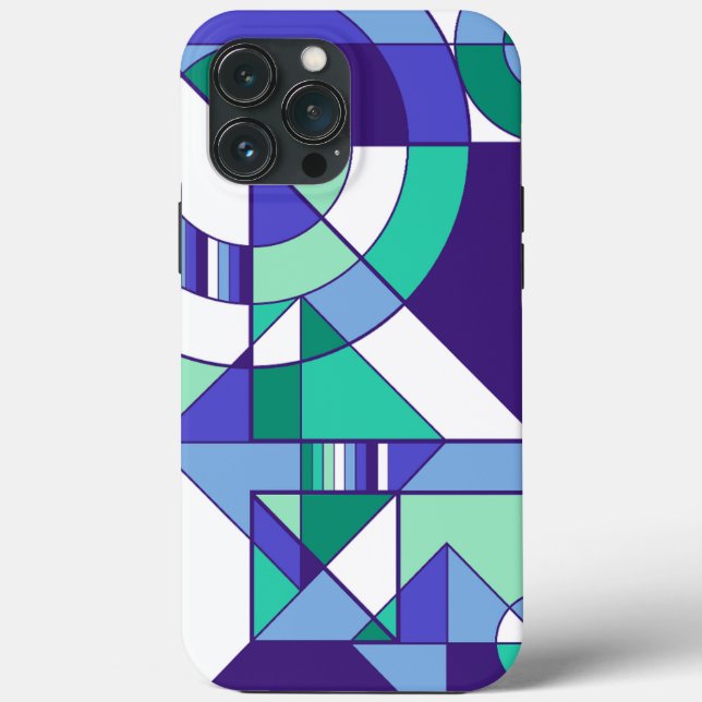 Gay Men's Pride Abstract Geometric Blue Green Case-Mate iPhone Case (Back)