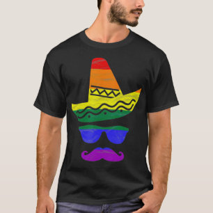 Gay Mexican Rainbow Moustache LGB Pride Gift T-Shirt