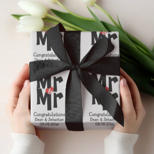 Gay Mr And Mr Bold Personalised Modern Wedding Wrapping Paper