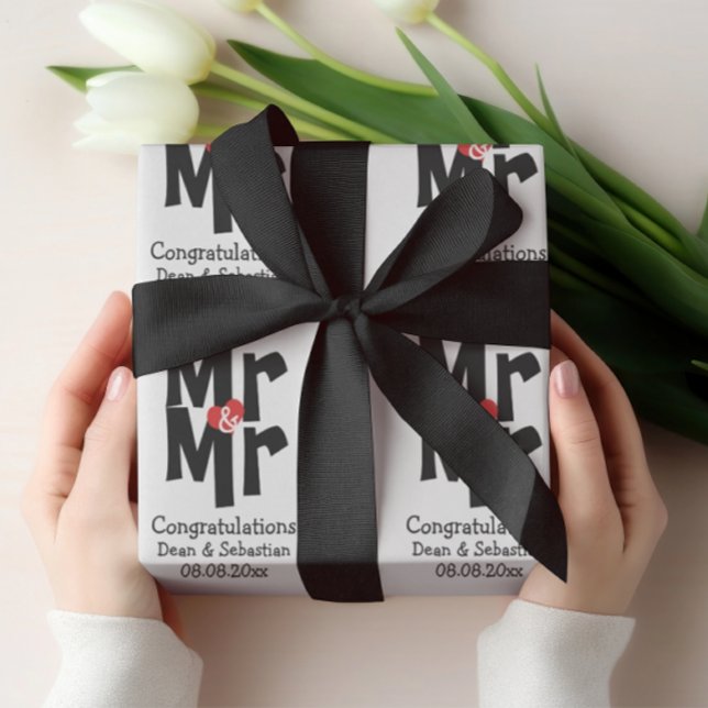 Gay Mr And Mr Bold Personalised Modern Wedding Wrapping Paper (Gay Mr And Mr Bold Personalized Modern Wedding Wrapping Paper from Ricaso)