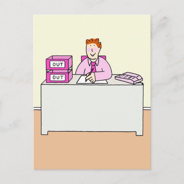 Gay New Job Congratulations Cartoon Postcard (Front)