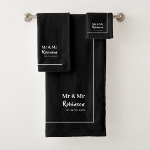 Gay Newlyweds Mr & Mr Personalised Large Bath Towel Set