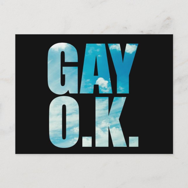 Gay OK Funny Hipster Cloud Text Postcard (Front)