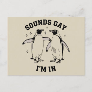 Gay Penguin Sounds Gay I'm In Vintage Queer Lgbtq  Postcard