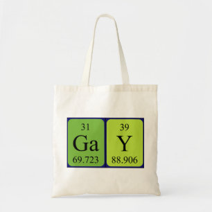 Gay periodic table name tote bag