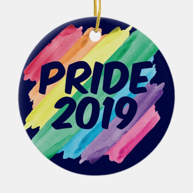 Gay Pride 2019 Rainbow Ceramic Tree Decoration (Front)