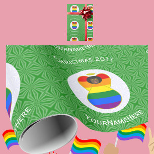 Gay Pride African Angel Christmas Flag Personalise Wrapping Paper