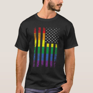 Gay Pride American Flag Lgbt Support Lgbtq Lesbian T-Shirt