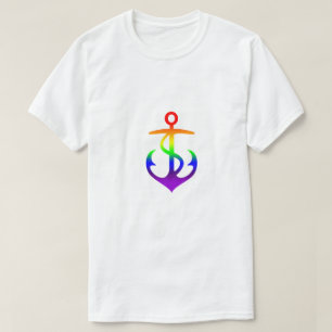 Gay Pride Anchor Rainbow Flag Colours GLBTQ Design T-Shirt