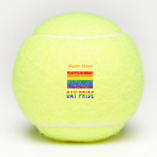 Gay Pride and Rainbow Flag Orange Personalisation  Tennis Balls
