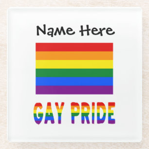 Gay Pride and Rainbow Flag Personalised  Glass Coaster