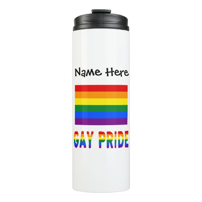 Gay Pride and Rainbow Flag Personalised  Thermal Tumbler (Front)