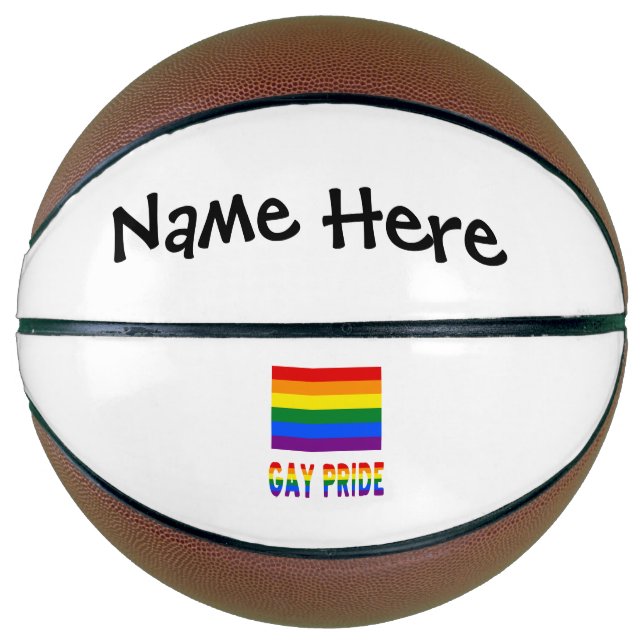 Gay Pride and Rainbow Flag with Your Name Basketball (Front)