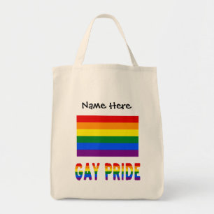 Gay Pride and Rainbow Flag with Your Name Tote Bag