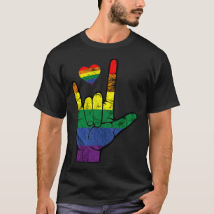 Gay Pride ASL Sign Languages LGBT Deaf Awareness M T-Shirt