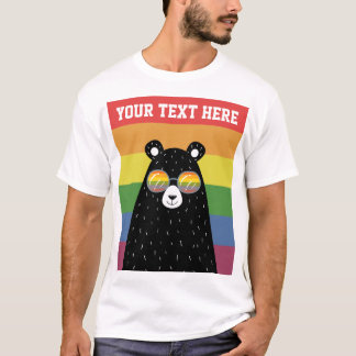 Gay Pride Bear In Rainbow Glasses Personalised T-Shirt