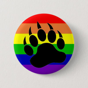Gay Pride Bear Paw 6 Cm Round Badge