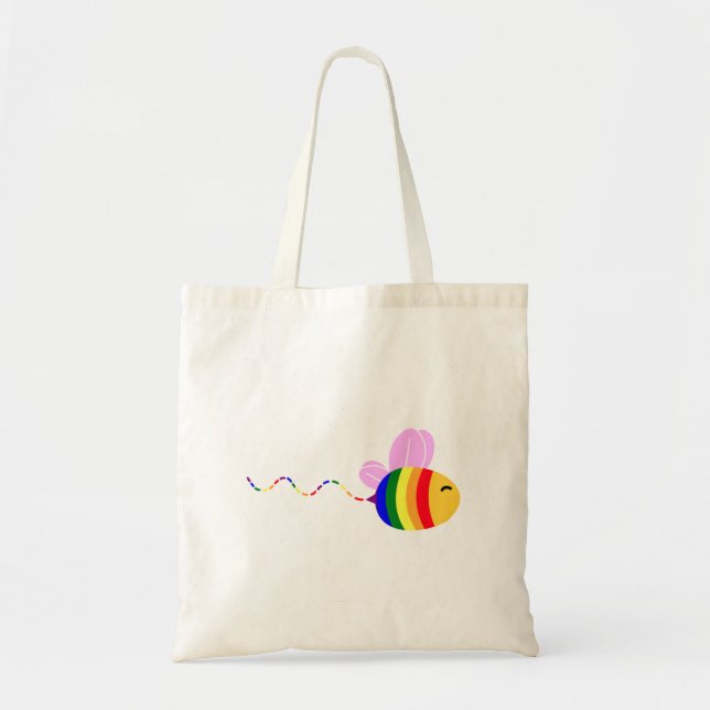 Gay Pride Bee Tote Bag (Front)