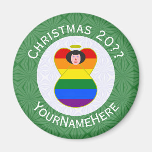 Gay Pride Black Hair Angel Christmas Flag Personal Magnet