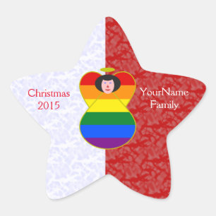 Gay Pride Black Hair Angel Flag Red White Personal Star Sticker