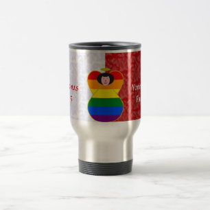 Gay Pride Black Hair Angel Flag Red White Personal Travel Mug