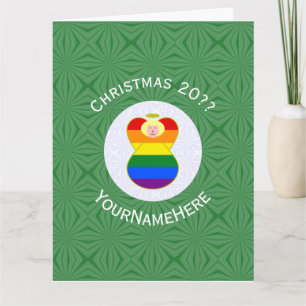 Gay Pride Blonde Angel Christmas Flag Personalised Card
