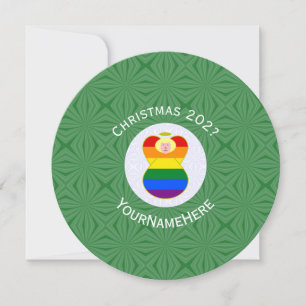 Gay Pride Blonde Angel Christmas Flag Personalised Invitation