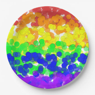 Gay Pride Bokeh Flag paper plate