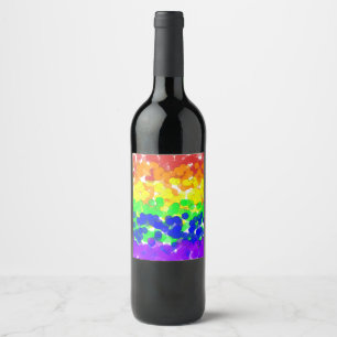 Gay Pride Bokeh Flag Wine Label