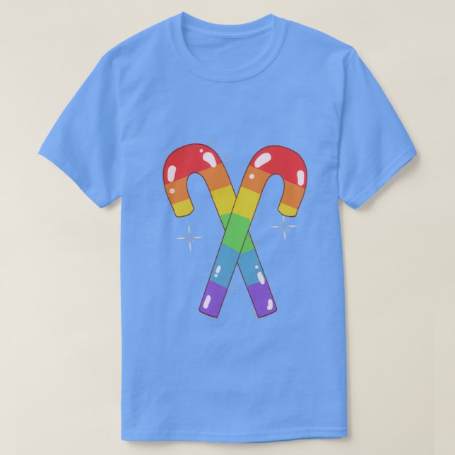 Gay Pride Candy Cane T-Shirt (Design Front)