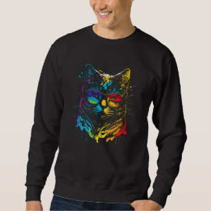 Gay Pride Cat Animal  Pride Month LGBT Cute Equali Sweatshirt