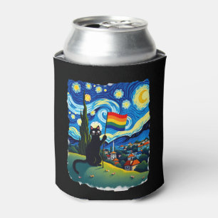 Gay Pride Cat Art Cat Starry Night Style LGBTQ Pri Can Cooler