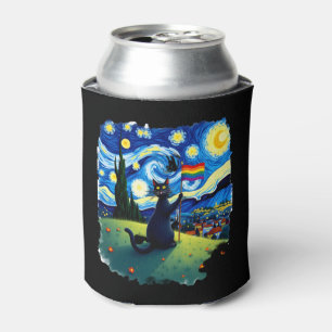 Gay Pride Cat Art Cat Starry Night Style LGBTQ Pri Can Cooler