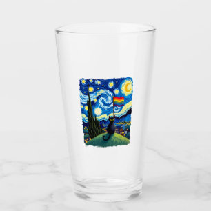 Gay Pride Cat Art Cat Starry Night Style LGBTQ Pri Glass