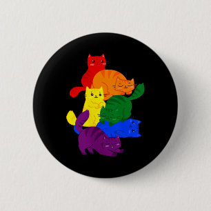 Gay Pride Cat LGBT Ally Kawaii Cats Pile LGBTQ 6 Cm Round Badge