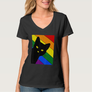 Gay Pride Cat LGBT Rainbow Flag LGBTQ Cat Mom Cat  T-Shirt