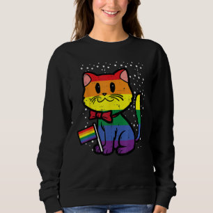 Gay Pride Cat Rainbow Flag Cute Lgbt Kitty Girls K Sweatshirt