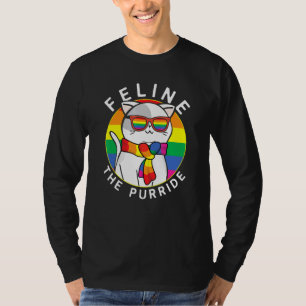 Gay Pride Cat Rainbow Sunglasses Feline The Purrid T-Shirt