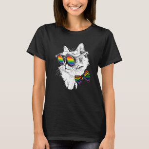 Gay Pride Cat Sunglasses LGBT Bisexual Gay Lesbian T-Shirt