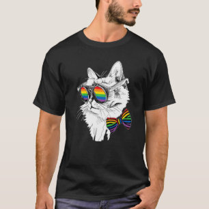 Gay Pride Cat Sunglasses LGBT Bisexual Gay Lesbian T-Shirt