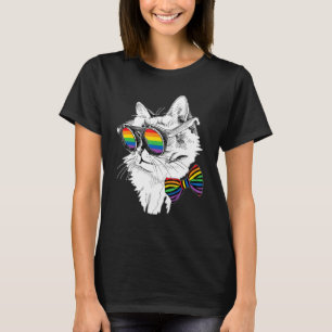 Gay Pride Cat Sunglasses Lgbt Bisexual Gay Lesbian T-Shirt