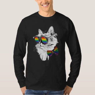 Gay Pride Cat Sunglasses LGBT Bisexual Gay Lesbian T-Shirt