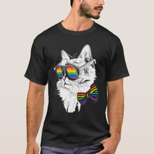 Gay Pride Cat Sunglasses LGBT Bisexual Gay Lesbian T-Shirt