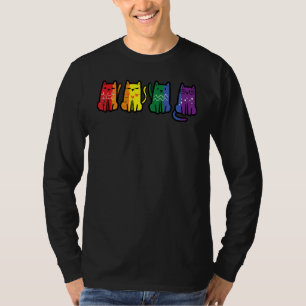 Gay Pride Cats Rainbow Flag Lgbt Kittens Women Gir T-Shirt