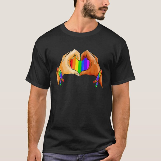 Gay Pride Clothing LGBT Rainbow Flag Heart LGBT Pr T-Shirt (Front)