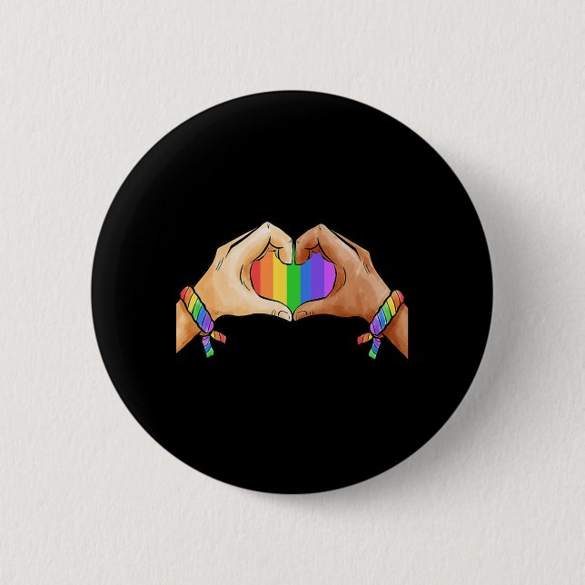 Gay Pride Clothing LGBT Rainbow Flag Heart Unity  6 Cm Round Badge (Front)