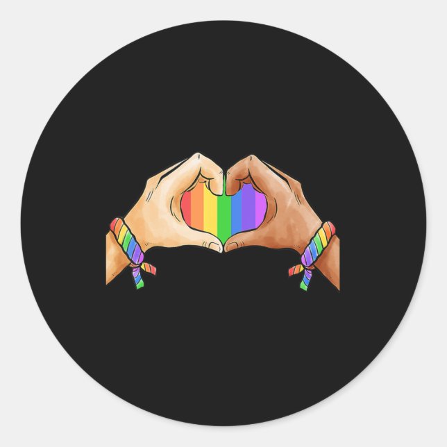 Gay Pride Clothing LGBT Rainbow Flag Heart Unity  Classic Round Sticker (Front)