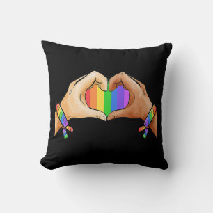Gay Pride Clothing LGBT Rainbow Flag Heart Unity Cushion